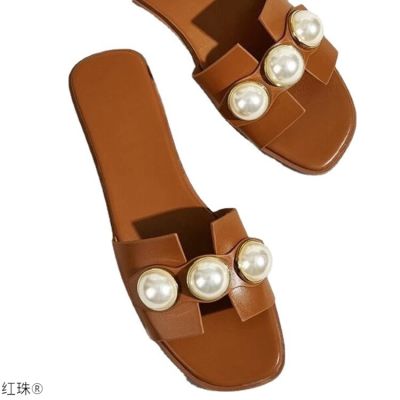 -border flip flops y open toe soft sole outer slippers summer new pearl flat shoes sls trade
