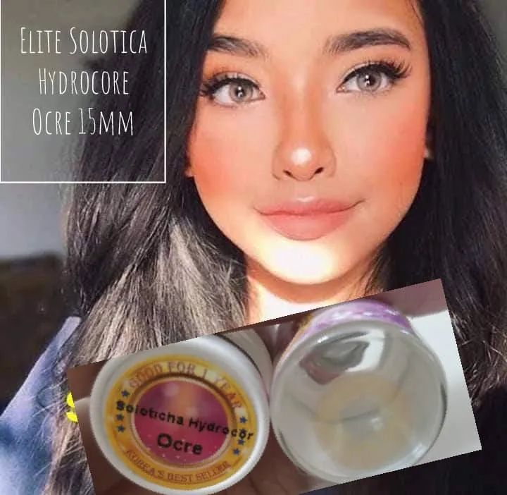 Elite Solotica Hydrocore Ocre Contact Lens 15mm w/ free 25ml Solution