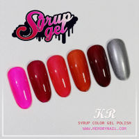 สีเจลทาเล็บ KR ชุด6สีไซรัป โทนสีแดง แถมสีเมทัลลิคสีเงิน SYRUP GEL