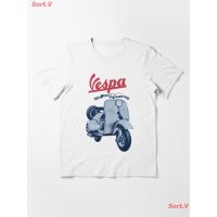 Sort.V รถจักรยานยนต์ Vespa Essential T-Shirt เสื้อยืดพิมพ์ลาย ผู้ช ายและผู้หญิง