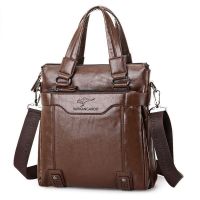 ❏﹍⊕ New leather mens bag genuine leather mens handbag vertical bag briefcase shoulder Messenger bag business leisure backpack