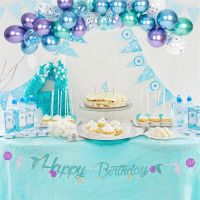 Mermaid Happy Birthday Banner for Under The Sea Mermaid Theme Party Decoration Banners Streamers Confetti