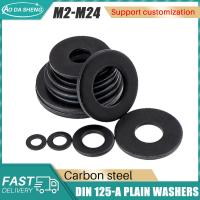 AODASHENG M2 M2.3 M2.5 M2.6 M3 M3.5 M4 M5 M6 M8 M10 M12 M14-M24 DIN125 kelas 8.8 hitam baja karbon mesin cuci datar bantalan Gasket polos