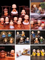 Small Monk Figurines Kawaii Buddha mini statue Religion Resin Desk Miniatures Bonsai Decoration Childrens gifts Home Decor