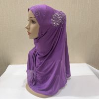 【CW】 H237 Big muslim amira hijab with Rhinestones islamic scarf arabic hats women  39;s headwrap Shawl pray