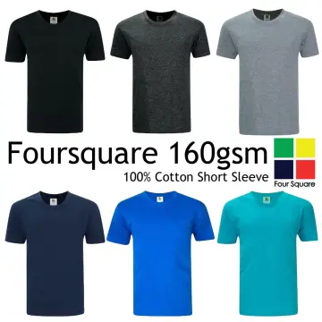 sdcvf FOUR SQUARE Basic Short Sleeve Round Neck Cotton T-Shirt 160gsm /