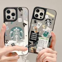 Starbucks iPhone 14 Pro Max Case 13 12 11 Xs Max XR X กระจก Hard Impact Case iPhone 7 8 6S Plus SE 2020กันกระแทกฝาครอบป้องกัน