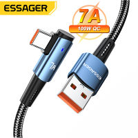 สาย7A 100W USB C สายชาร์จอย่างรวดเร็ว90องศา Type C สำหรับ Honor Huawei Oneplus Realme มุมชาร์จสายรับส่งข้อมูล