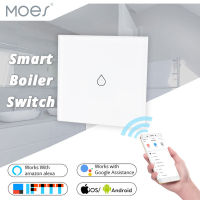 MOES WiFi สมาร์ทหม้อไอน้ำ Switch เครื่องทำน้ำอุ่น Smart Life Tuya แอปรีโมทคอนโทรล Amazon Alexa Echo Voice Control หน้าจอโทรศัพท์