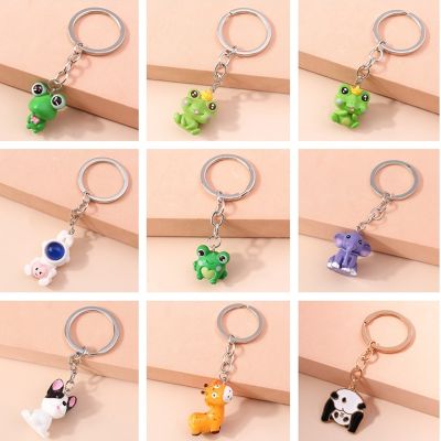 Cartoon Animal Keychain Resin Frog Panda Dog Key Chains For Women Men Girls Gift Handbag Pendants Car Key Charms Accessories Key Chains