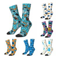 【jw】◆✘  Fashion Men Cookies Monsters Nom Pattern Socks Sweat Absorbing Basketball