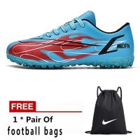 【 Pym Quo 】  TF Outdoor Football Shoes Mens Boots knitted Breathable Waterproof Soccer Cleats  Size 35-47