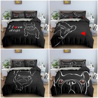 Cute Cartoon Bulldog Pattern Duvet Cover Set King Full Size Bedding Set For Bedroom Decor Soft Cozy QuiltComforter Cover 23PCS