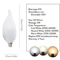 【support-Cod】 PakDecor หรี่แสงได้หลอดไฟ LED 3W E12 E14 B22 E27เทียน2835 SMD Velas Decorativas โคมไฟเปลี่ยนหลอดฮาโลเจน25วัตต์