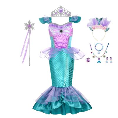 Kids Dress For Girls Cosplay Little Mermaid Ariel Princess Costume Children Carnival Birthday Party Clothes Mermaid Dress