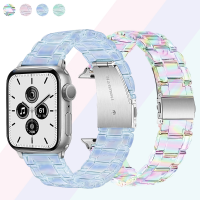 สร้อยข้อมือผู้หญิงสีสันใสวงดนตรีสำหรับ IWatch 38มม. 40มม. 42มม. 44มม. สายรัดสำหรับ IWatch ใส7 6 5 Se 4 3 2 1 41มม. 45มม.