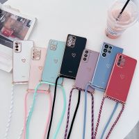 Love Heart Crossbody Lanyard Strap Phone Case For Samsung Galaxy S21 S20 S22 S23 S10 S9 S8 Note 10 20 Plus Ultra S20 Fe Cover Phone Cases
