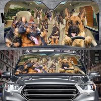 【LZ】 German Shepherd Dog Family Car Sunshade  Funny Shepherd Car Sunshade Shepherd Cute Car Sunshade Gift For Him Car Decoration