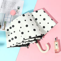 Japanese Small Hook Three-fold Umbrella Black Glue Sunscreen Anti-folding Umbrella Women Sun Umbrella