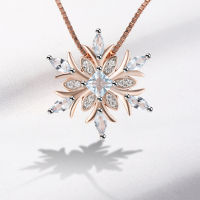 YEZOXA 925 Sterling Silver Jewelry Sets For Women Sky Blue Topaz Gemstone Snowflake Wedding Gifts Fine Jewelry Rose Gold Plating