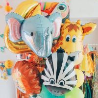 3D Elephant Giraffe Tiger Lion Head Animal Foil Balloon Jungle Safari Birthday Party Decorations Kids Gift Toy Helium Air Globos