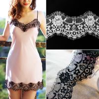 [HOT!] 3Meter/Lot Eyelash Lace Fabric Embroidery Lace Trim Lace Material Applique Accessories Black White 7cm/Width Clothes Decoration