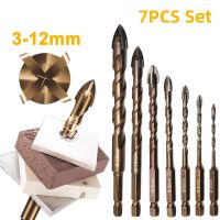 3-12mm 7PCS Set Cross Hex Tile Drill Bits Set for Glass Ceramic Concrete Hole Opener Brick Hard Alloy Triangle Bit Tool Kit