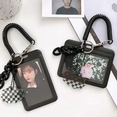 【CW】☈  New Ins Photocard Holder Kpop Idol Card Transparent Photo Sleeves ID Bus Protector Pendant Keychain