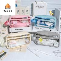 TAADD อุปกรณ์การเรียนเครื่องเขียนนักเรียนความจุขนาดใหญ่ Pouch Pensil โปร่งใสกล่องปากกาโปร่งใสกระเป๋าเก็บของดินสอกระเป๋ากระเป๋าใส่ดินสอที่ใส่เครื่องเขียน