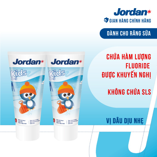Combo 2 tuýp kem đánh răng cho trẻ em 0-5 tuổi vị dâu jordan step 1 - 75g - ảnh sản phẩm 1