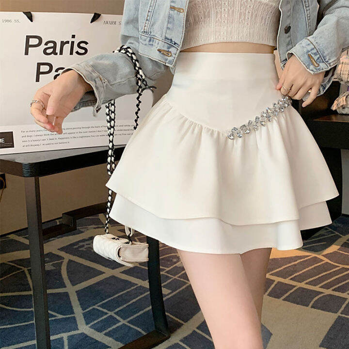 White Aline skirt for women High waist Korean style skirts Lazada