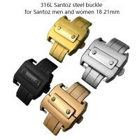 18mm 21mm 316L Stainless Steel Butterfly Buckle Colorful Folding Clasp for Cartier Santos 100 Free Tools