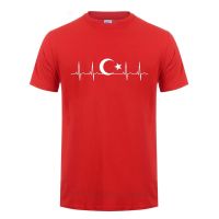 Turkey Fans Cheer Moon Stars Heartbeat T Shirt For Men Casual Cotton Summer Short Sleeve Funny Turkish Flags T-shirt Tshirt