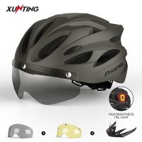 HOT★Xunting หมวกจักรยาน LED Light Breathable ขี่จักรยานหมวกกันน็อกปรับขนาดกำไร MTB ถนนจักรยานหมวกกันน็อก