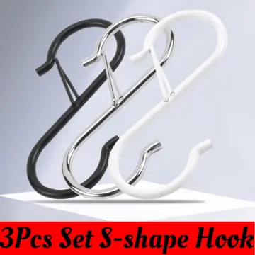 3pcs Stainless Steel Double S-Shaped Hooks For Kitchen, Bathroom