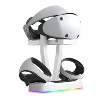 JYS สำหรับ PS VR2แท่นชาร์จ Gamepad แท่นชาร์จ VR ชั้นวางแว่นตาพร้อมแท่นชาร์จไฟ RGB