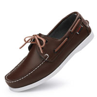 Leap Boy   2022 Loafers หนังแท้สำหรับผู้ชายรองเท้าขับรถ Retro แฟชั่น Docksides รองเท้าคลาสสิกผู้ชายแบนรองเท้า