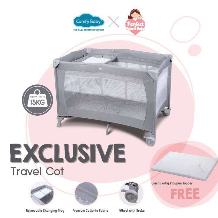 COMFY BABY EXCLUSIVE TRAVEL COT (FOC MEMORY FOAM TOPPER) Lazada
