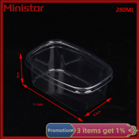 Ministar 25ชิ้น280 500 700มล. กล่องพลาสติกใสวงรีชามเค้กและบรรจุภัณฑ์ภาชนะบรรจุเค้กปาร์ตี้งานแต่งงานถ้วยใส่ขนมหวาน