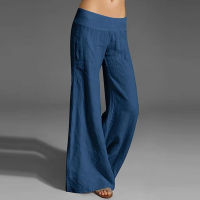 กางเกงขากว้างทรงหลวมยางยืดเอวสูงสำหรับผู้หญิงกางเกงสำหรับใส่เดินออกเดตกางเกงลำลองฤดูร้อน