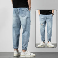 Gifts Fast Shipping Summer Thin Tide Brand Beggar Pierced Jeans MenS Straight Loose Boys Nine -Point Casual Pants