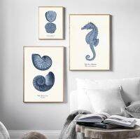 Luyameishop Vintage Fossil Fish Turtle Snail Star Tree Wall Art ภาพวาดผ้าใบ Nordic โปสเตอร์และพิมพ์ภาพผนังสำหรับตกแต่งห้องนั่งเล่น