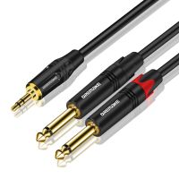 【DT】DREMAKE 3.5mm 1/8 TRS to Dual 6.35mm 1/4 TS Mono Cable TRS 1/8 to 2 x 1/4 TS M-M Stereo Audio Y Splitter Breakout Cable  hot