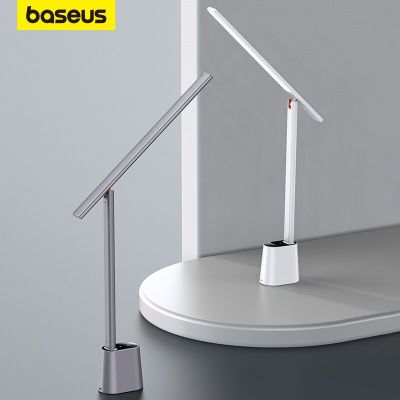 Baseus โคมไฟตั้งโต๊ะ LED โคมไฟตั้งโต๊ะแบบพับได้ Study Dimmable Office Light โคมไฟข้างเตียงสำหรับอ่าน Smart Control ความสว่าง Eye Protect
