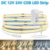 COB LED Strip 12V 24V 320LEDs/m Linear Ribbon Tape 8mm Width Flexible Adhesive Led Light Strip with Power Supply 5m 10m