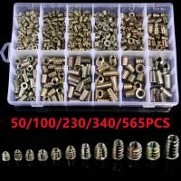 ∈♘ 565/340/230/100/50PCS M4 M5 M6 M8 M10 Zinc Alloy Thread For Wood Insert Nut Flanged Hex Drive Head Furniture Nuts