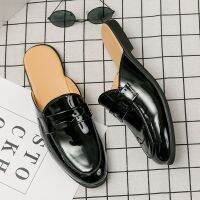 แฟชั่น Loafer รองเท้าผู้ชาย Backless น้ำหนักเบาสบายส่องแสงคุณภาพสูง