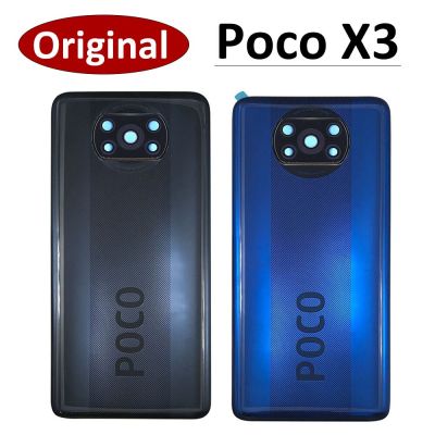 100% Original For Xiaomi Mi Poco X3 NFC Battery Back Cover Rear Door For POCO X3 Replacement Housing STICKER Adhesive With Lens Replacement Parts