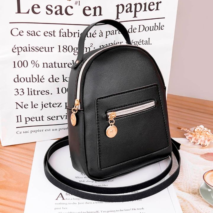 Women Leather Backpack Mini Soft Touch Multi-Function Small Backpack Female