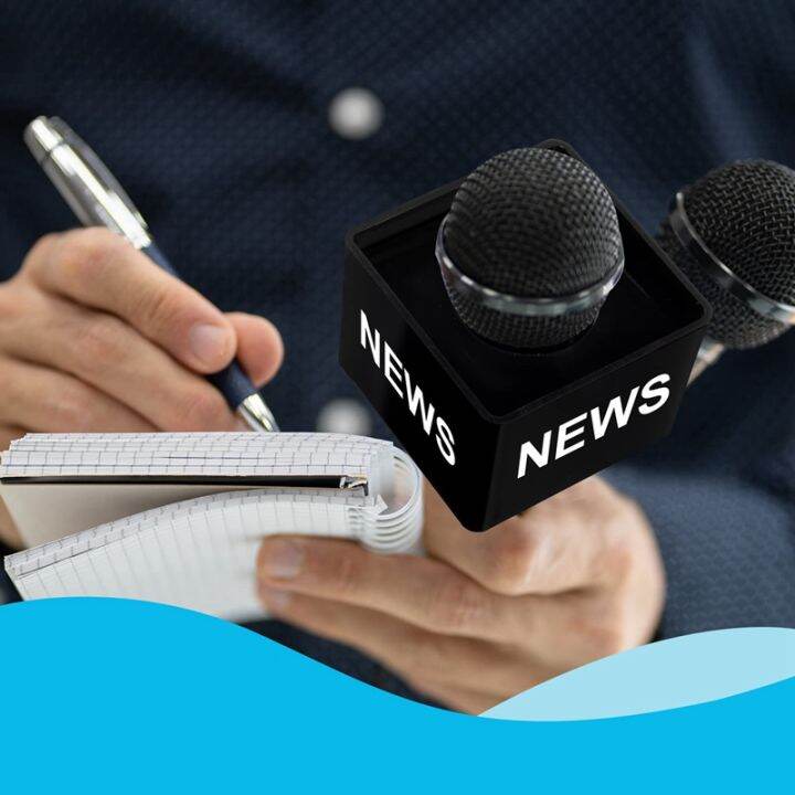 10pcs-microphone-markflag-mic-station-cube-interview-box-stand-flags-shaped-holder-reporter-injection-black